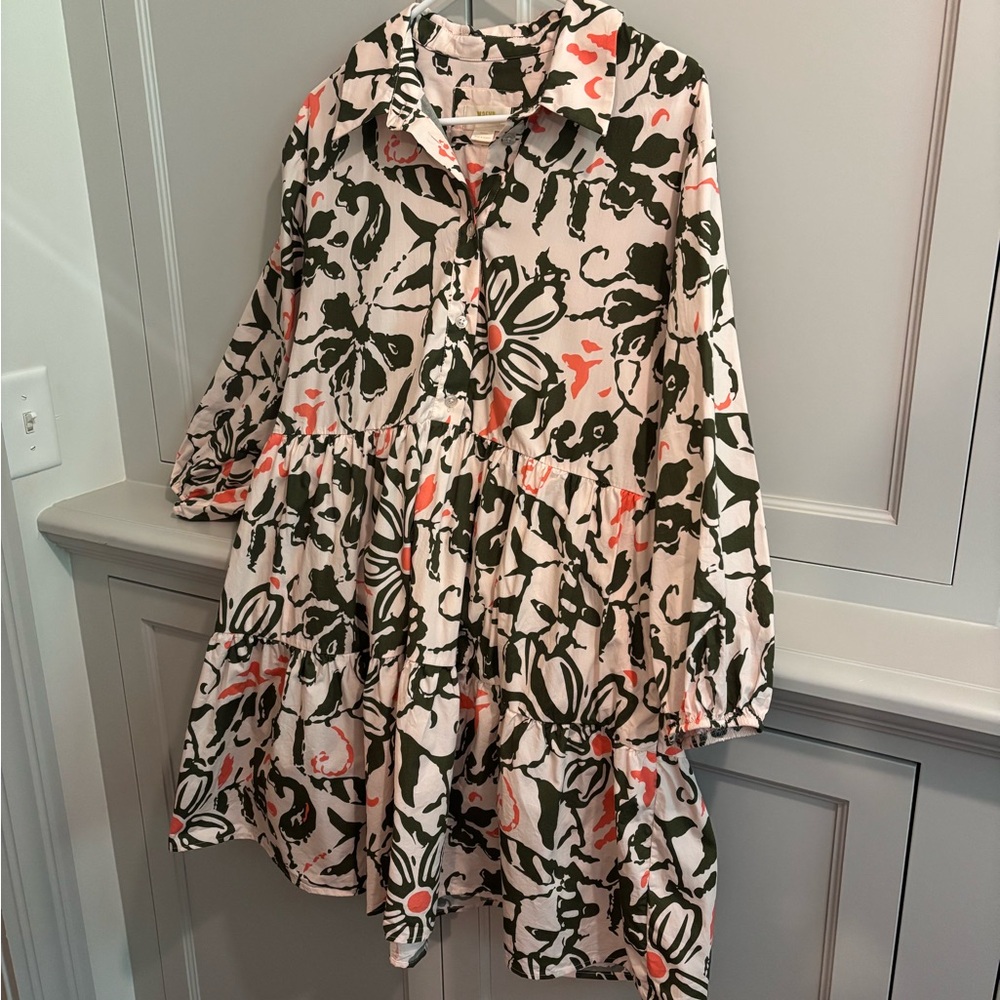 Anthropologie Floral Dress - Black, Green, Pink